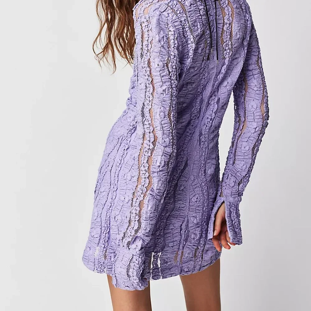 Free People Shayla Lace Mini Dress in Lavendar Fields - Picture 1 of 8